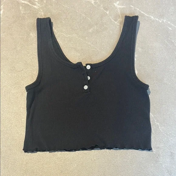 American Eagle Outfitters Navy Sleeveless Crop Tank Top - Picture 1 of 3